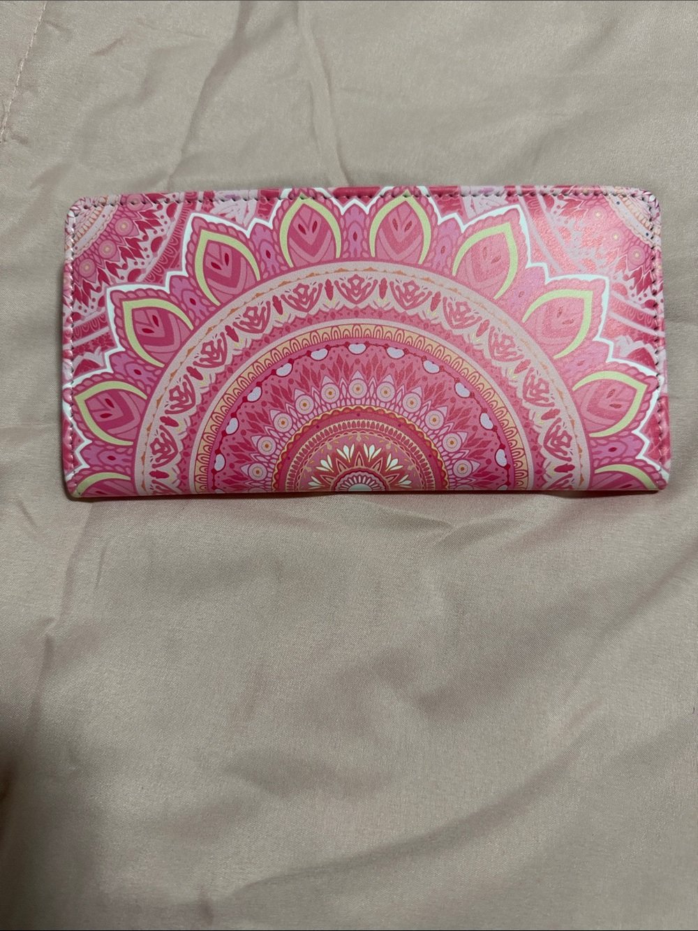 Pink Mandala Pattern Checkbook Wallet - Picture 3 of 5